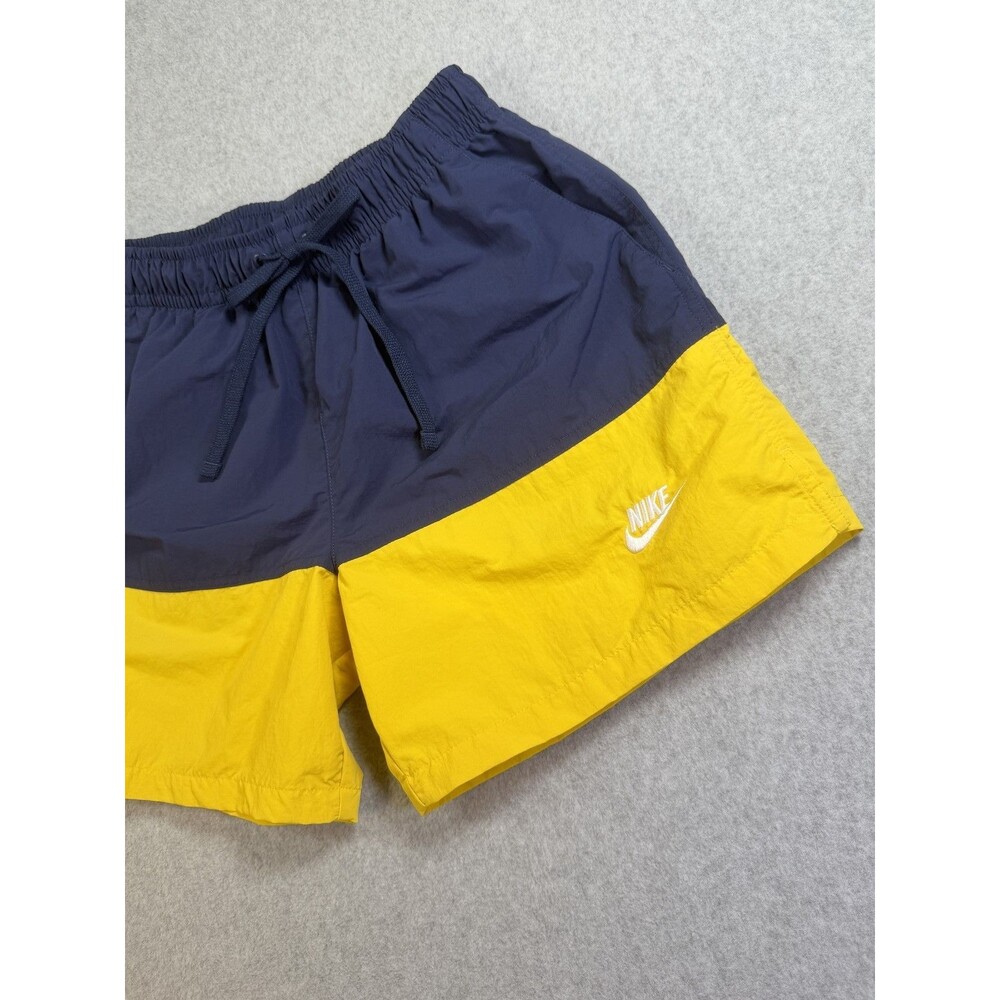 Nike Youth Activewear Shorts Navy Blue Yellow Drawstring Pockets Small S